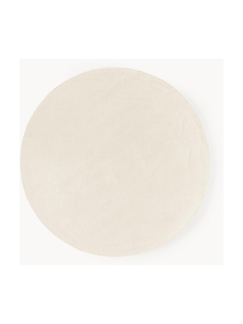 Tapis rond en coton tissé main Lora, Blanc cassé, Ø 120 cm (taille S)