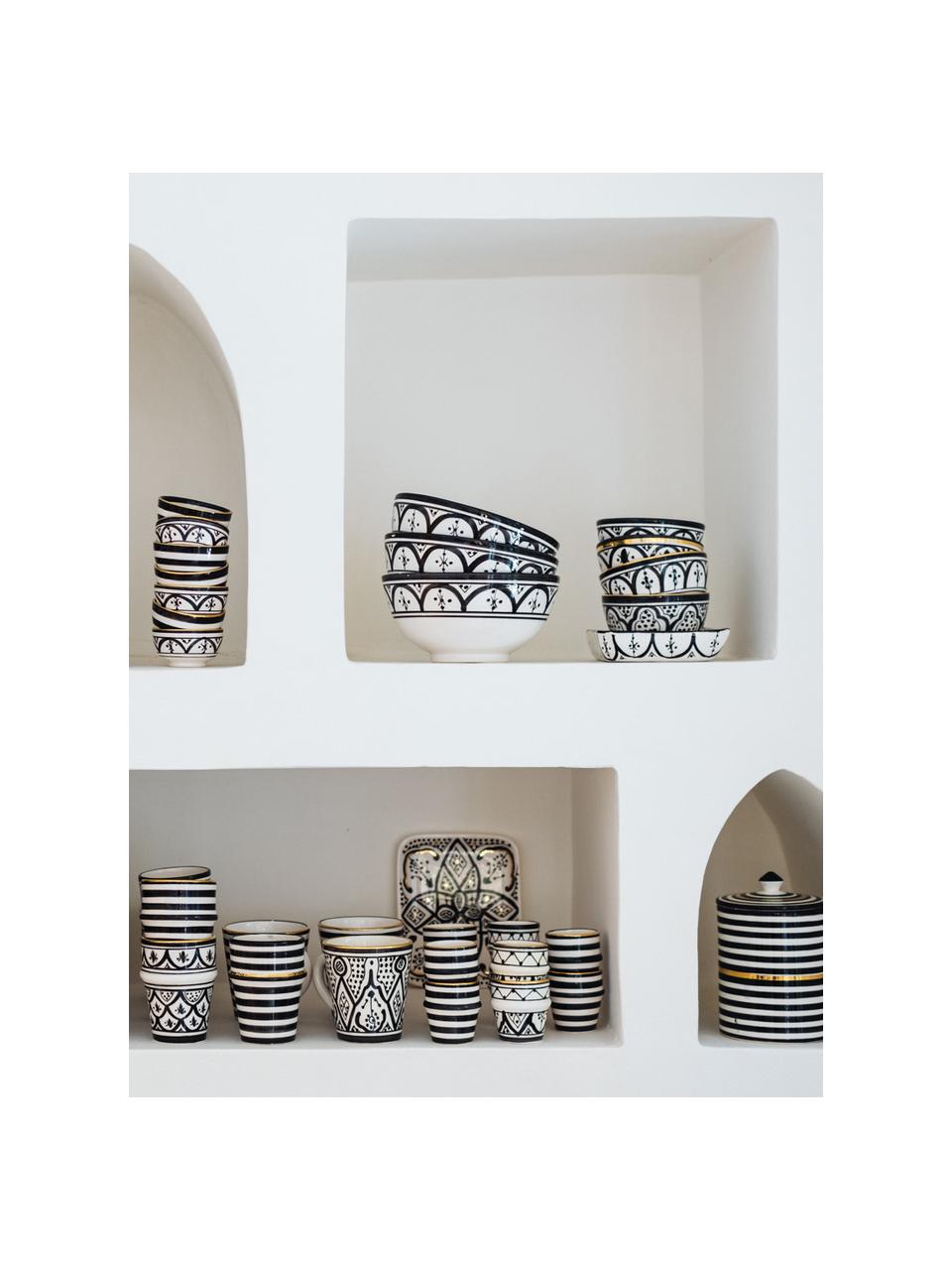 Ručne vyrobená miska v marockom štýle Beldi, Ø 15 cm, Keramika, Čierna, krémová, zlatá, Ø 15 x V 9 cm