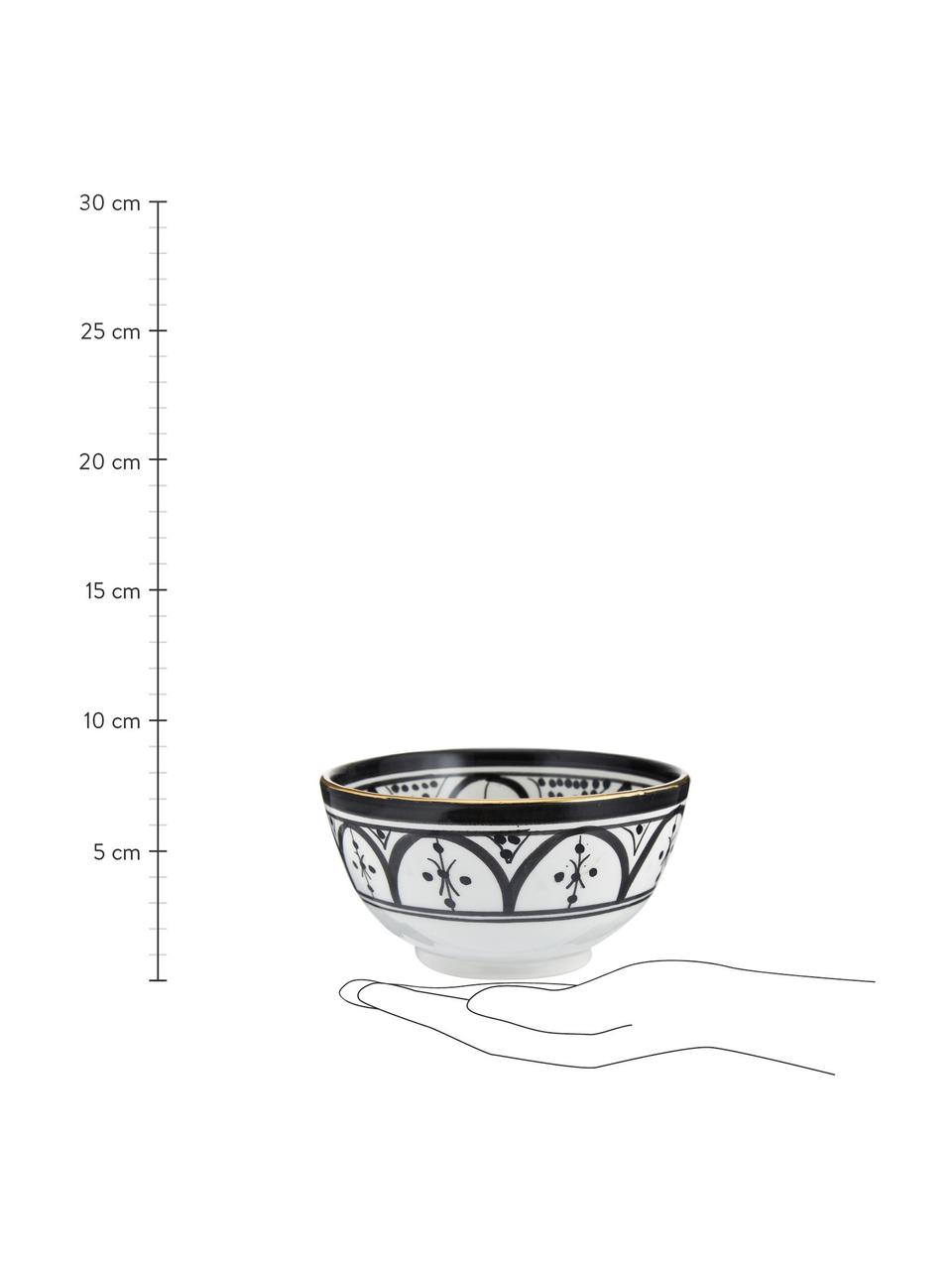 Ručně vyrobená marocká miska Beldi, Ø 15 cm, Keramika, Černá, krémová, zlatá, Ø 15 cm, V 9 cm