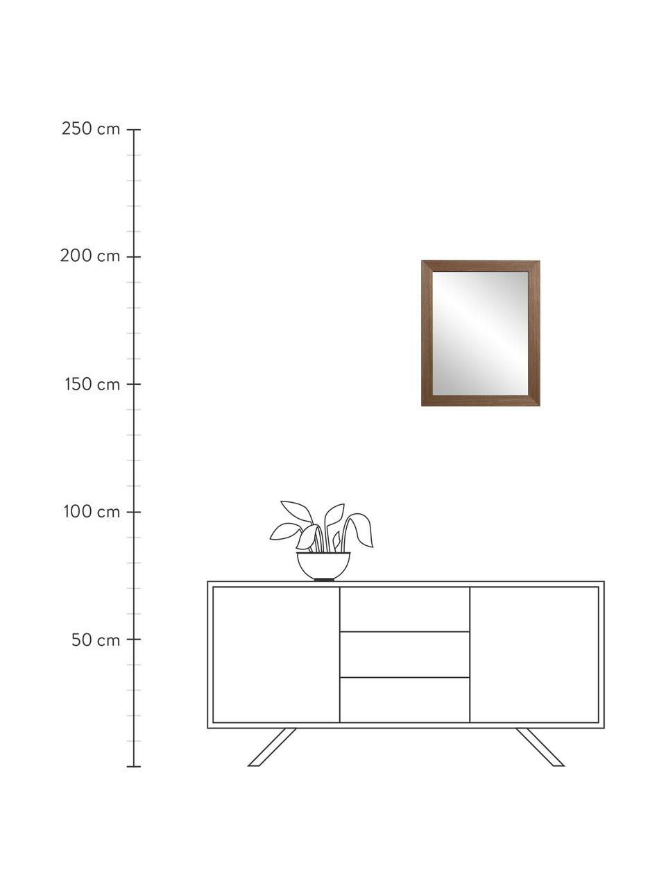 Specchio da parete con cornice in legno Wilany, Cornice: legno, Superficie dello specchio: lastra di vetro, Marrone scuro, Larg. 47 x Alt. 58 cm