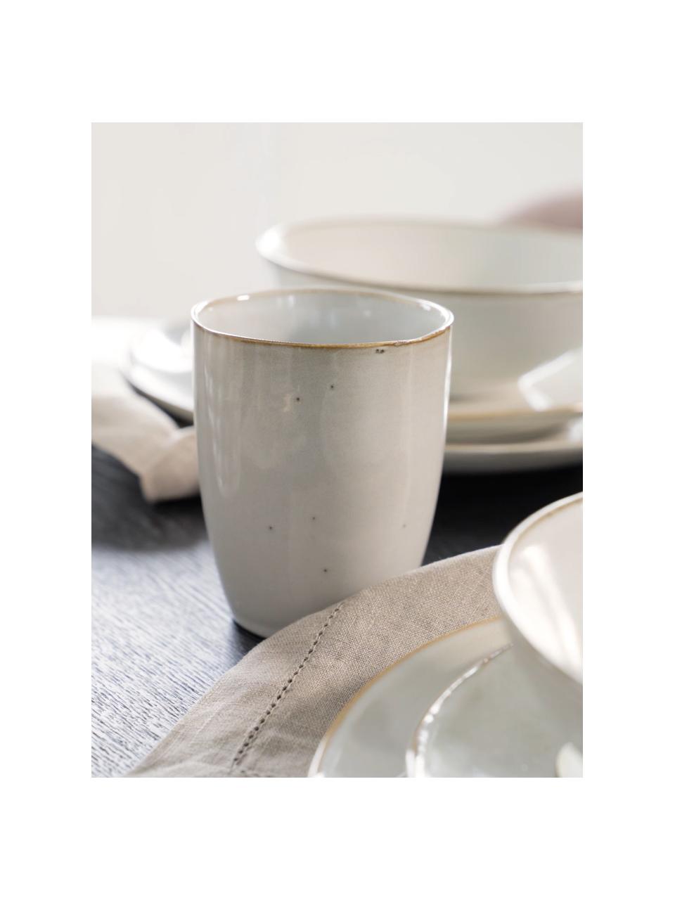 Tazas originales de gres Thalia, 2 uds., Gres, Beige, Ø 9 x Al 11 cm, 370 ml