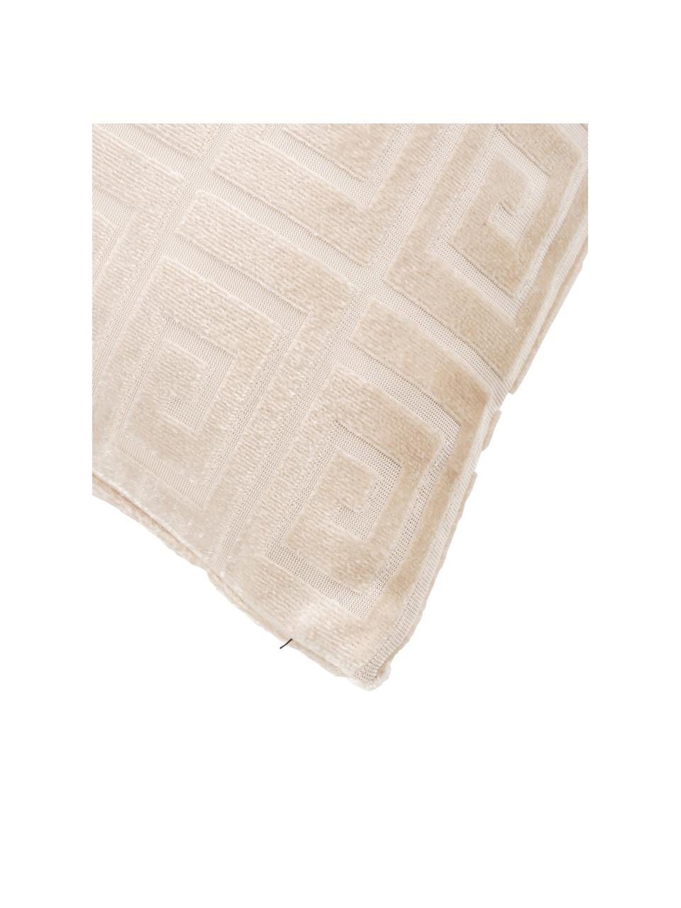 Dubbelzijdige fluwelen kussenhoes Romario in licht-/donkerbeige, Fluweel (100% polyester), Zandkleurig, 40 x 60 cm