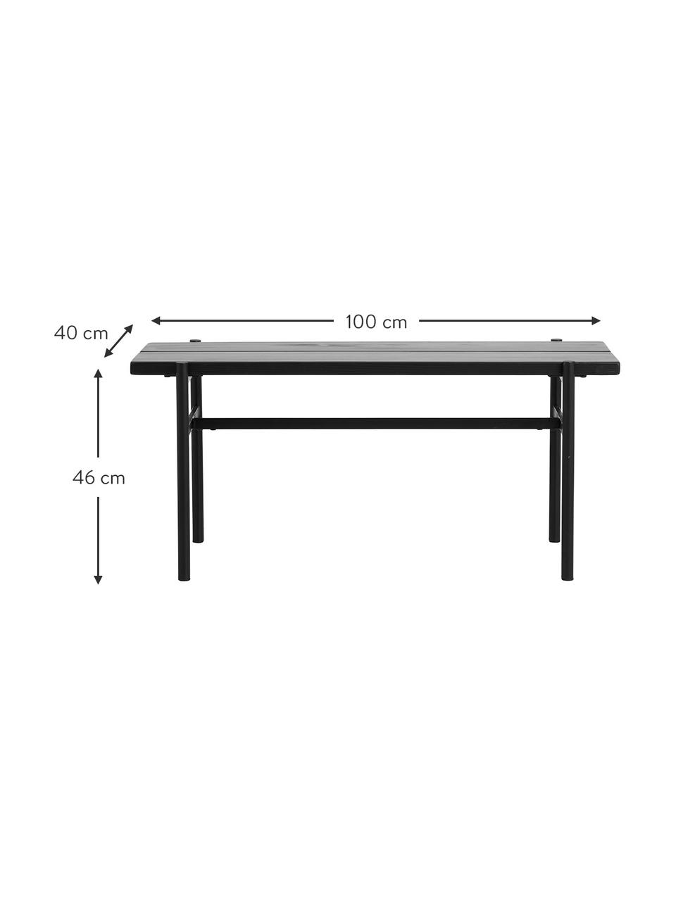 Hout zitbank Mara in zwart, Zitvlak: grenen hout, gecoat, Poten: metaal, gecoat, Zwart, B 100 x H 46 cm