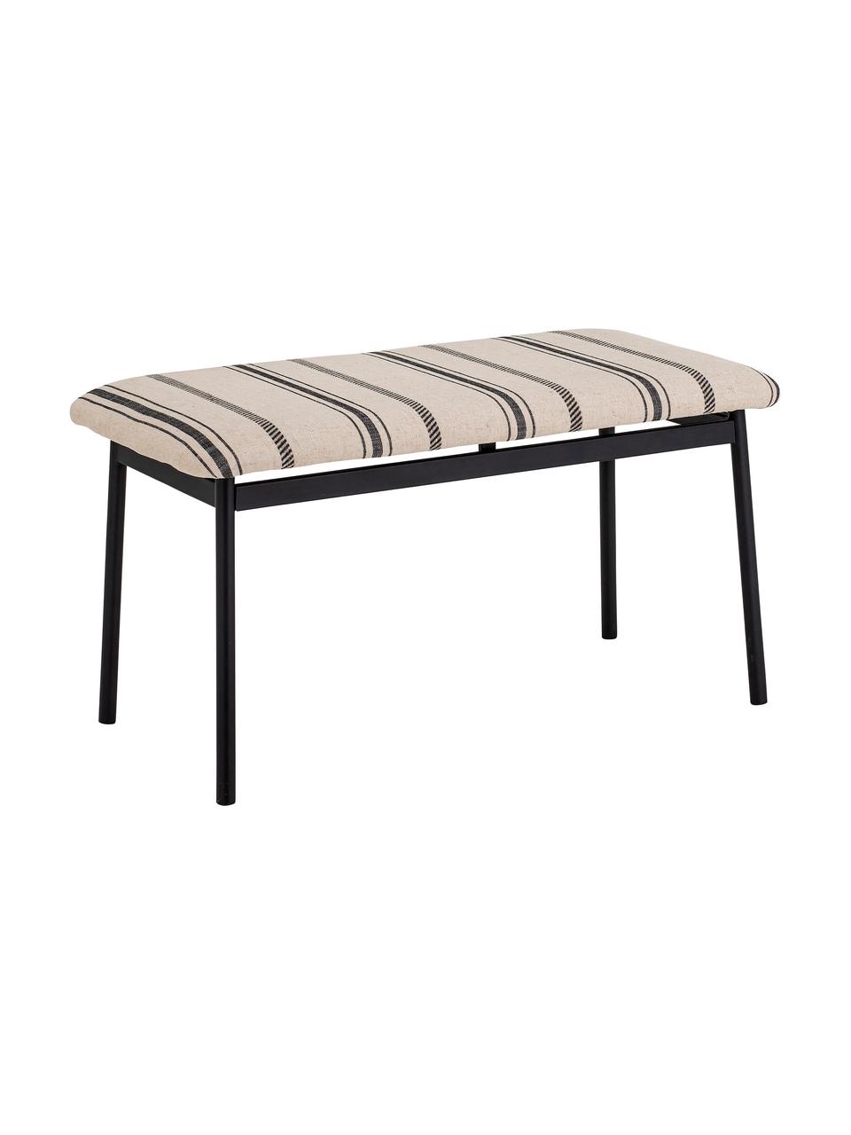 Banc rembourré noir / blanc Flavia, Noir, blanc, larg. 80 x haut. 40 cm