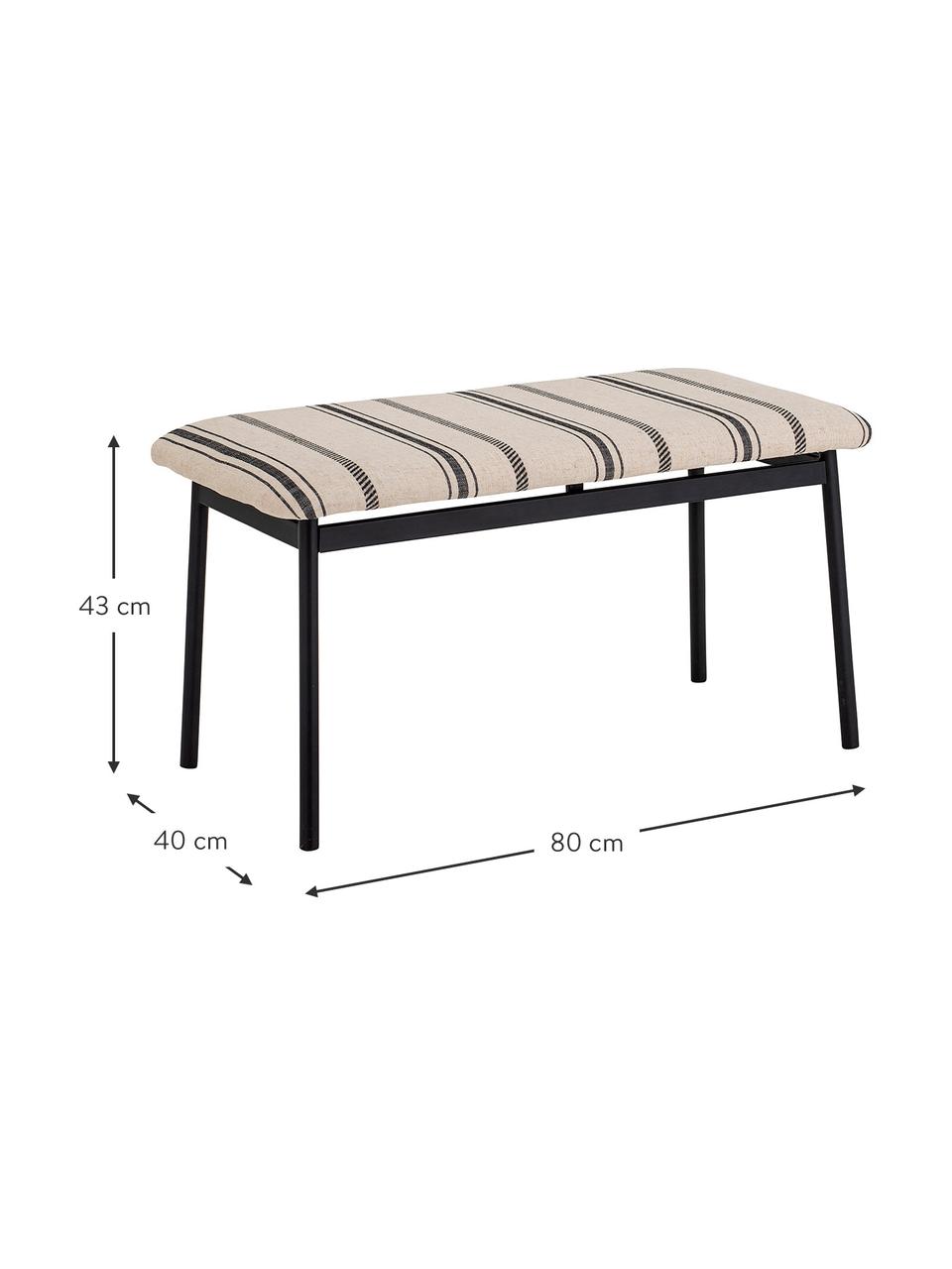 Banc rembourré noir / blanc Flavia, Noir, blanc, larg. 80 x haut. 40 cm