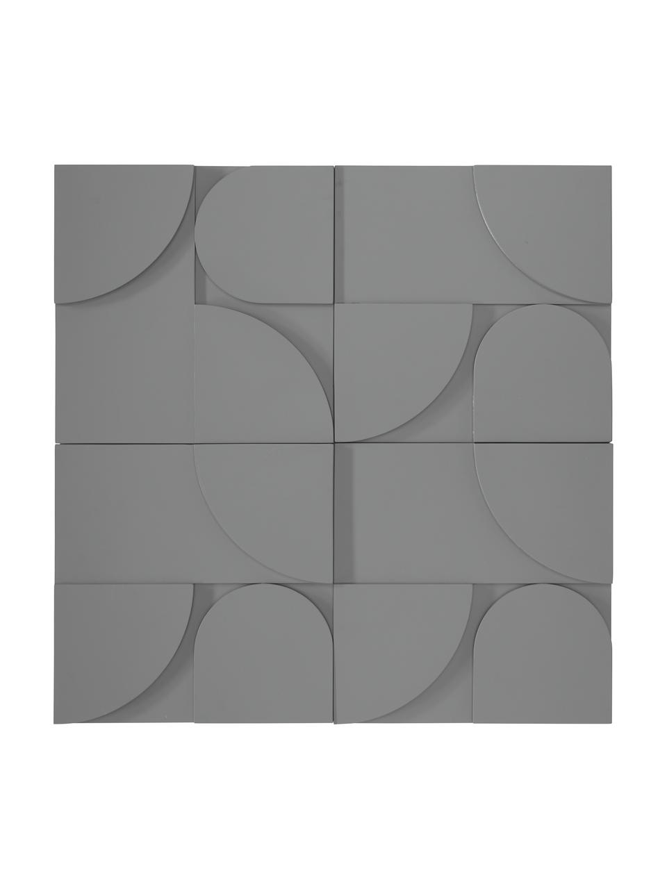 Decoración de pared de madera Massimo, 4 uds., Tablero de fibras de densidad media (MDF), Gris, An 80 x Al 80 cm