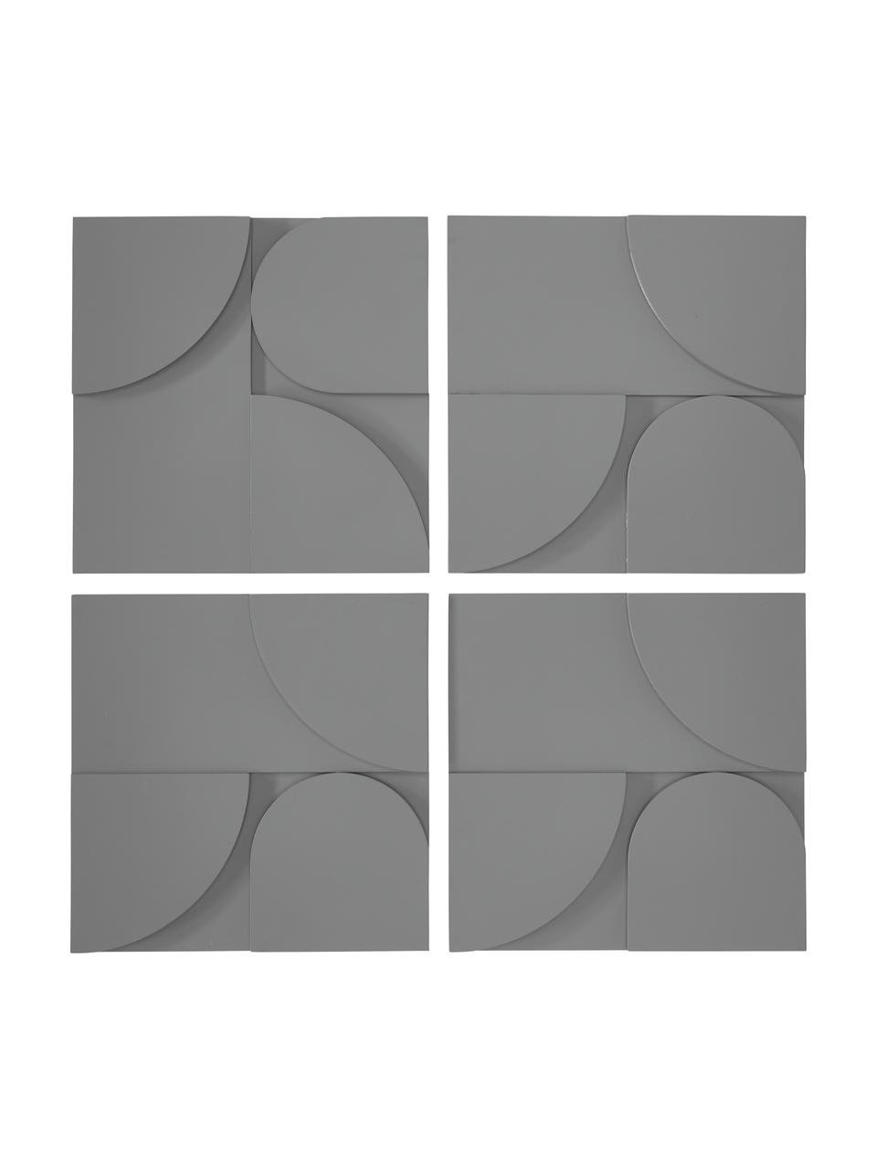 Wandobjekt-Set Massimo, 4-tlg., Mitteldichte Holzfaserplatte (MDF), Grau, B 80 x H 80 cm