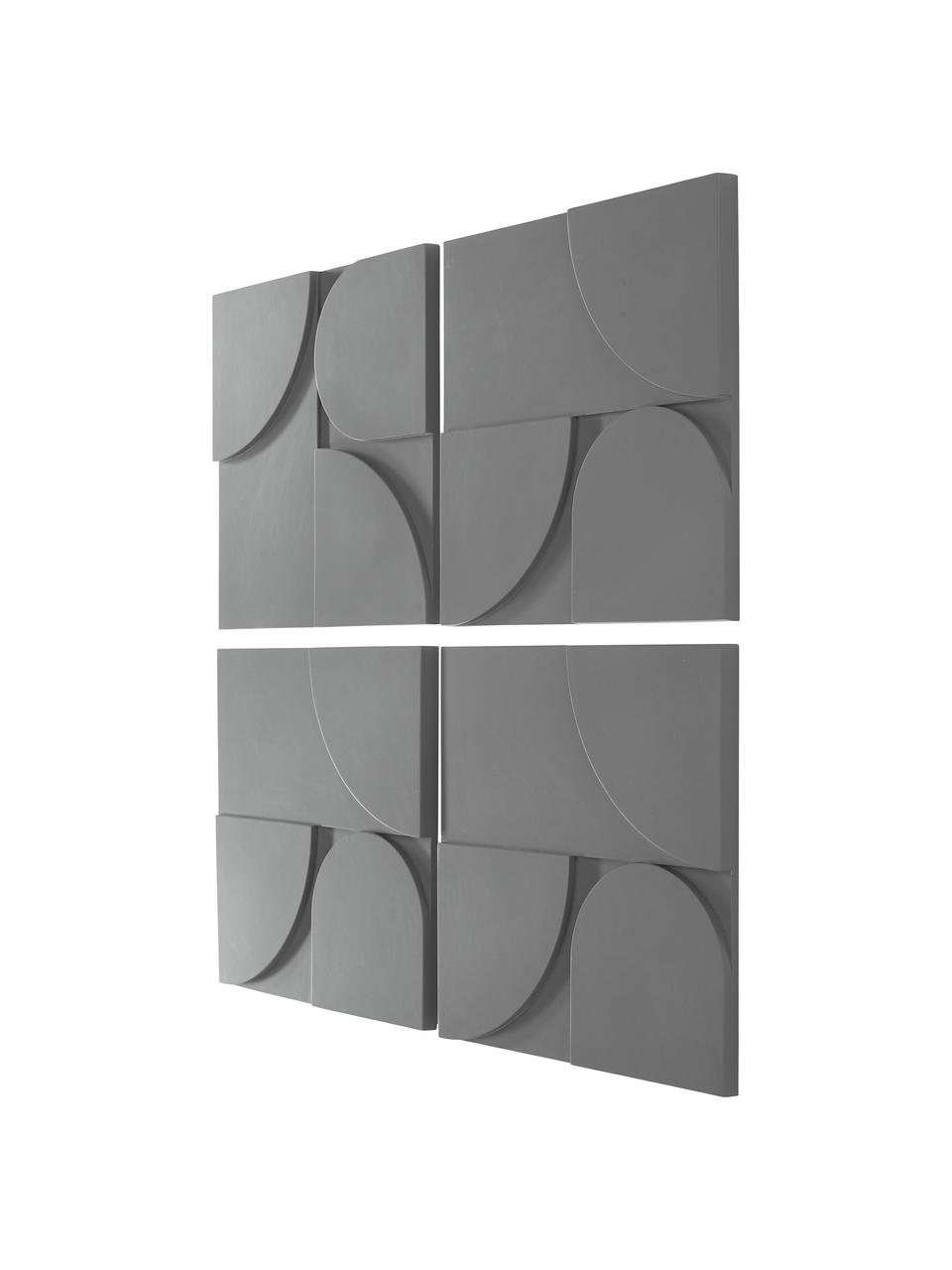 Wandobjekt-Set Massimo, 4-tlg., Mitteldichte Holzfaserplatte (MDF), Grau, B 80 x H 80 cm
