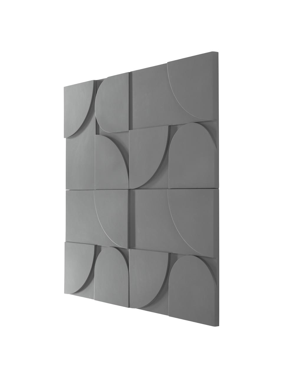 Decoración de pared de madera Massimo, 4 uds., Tablero de fibras de densidad media (MDF), Gris, An 80 x Al 80 cm