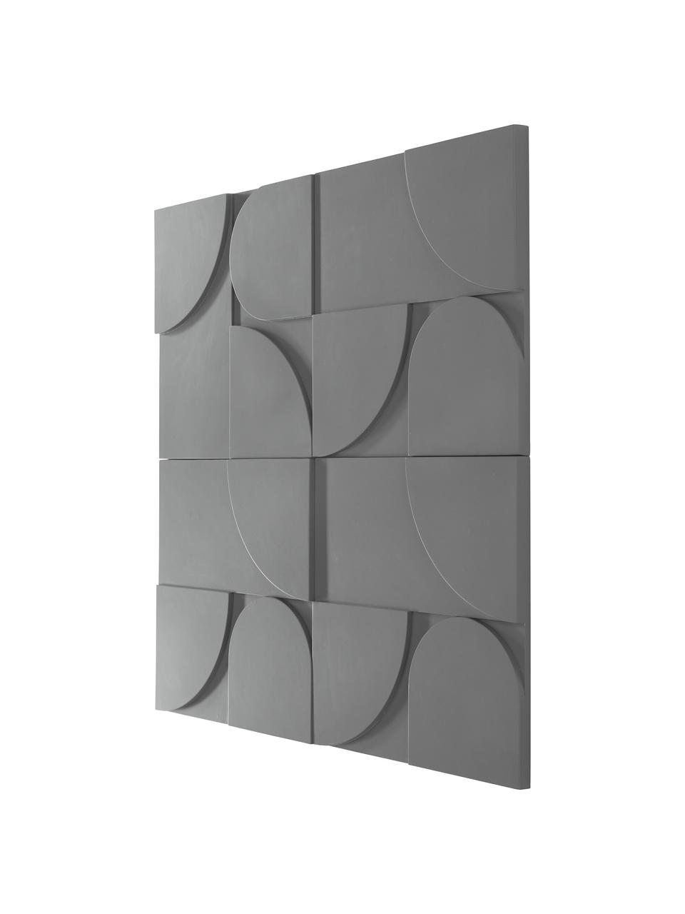 Wandobjekt-Set Massimo, 4-tlg., Mitteldichte Holzfaserplatte (MDF), Grau, B 80 x H 80 cm