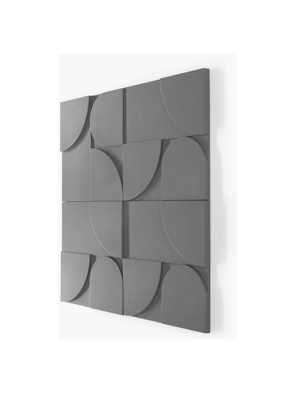 Lot de sculptures murales Massimo, 4 élém., MDF, Gris foncé, larg. 80 x haut. 80 cm