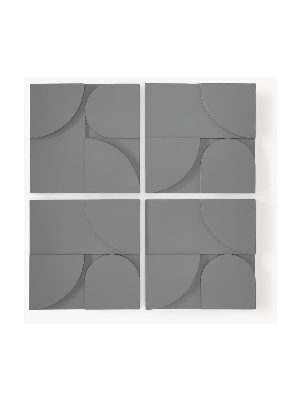 Lot de sculptures murales Massimo, 4 élém., MDF, Gris foncé, larg. 80 x haut. 80 cm