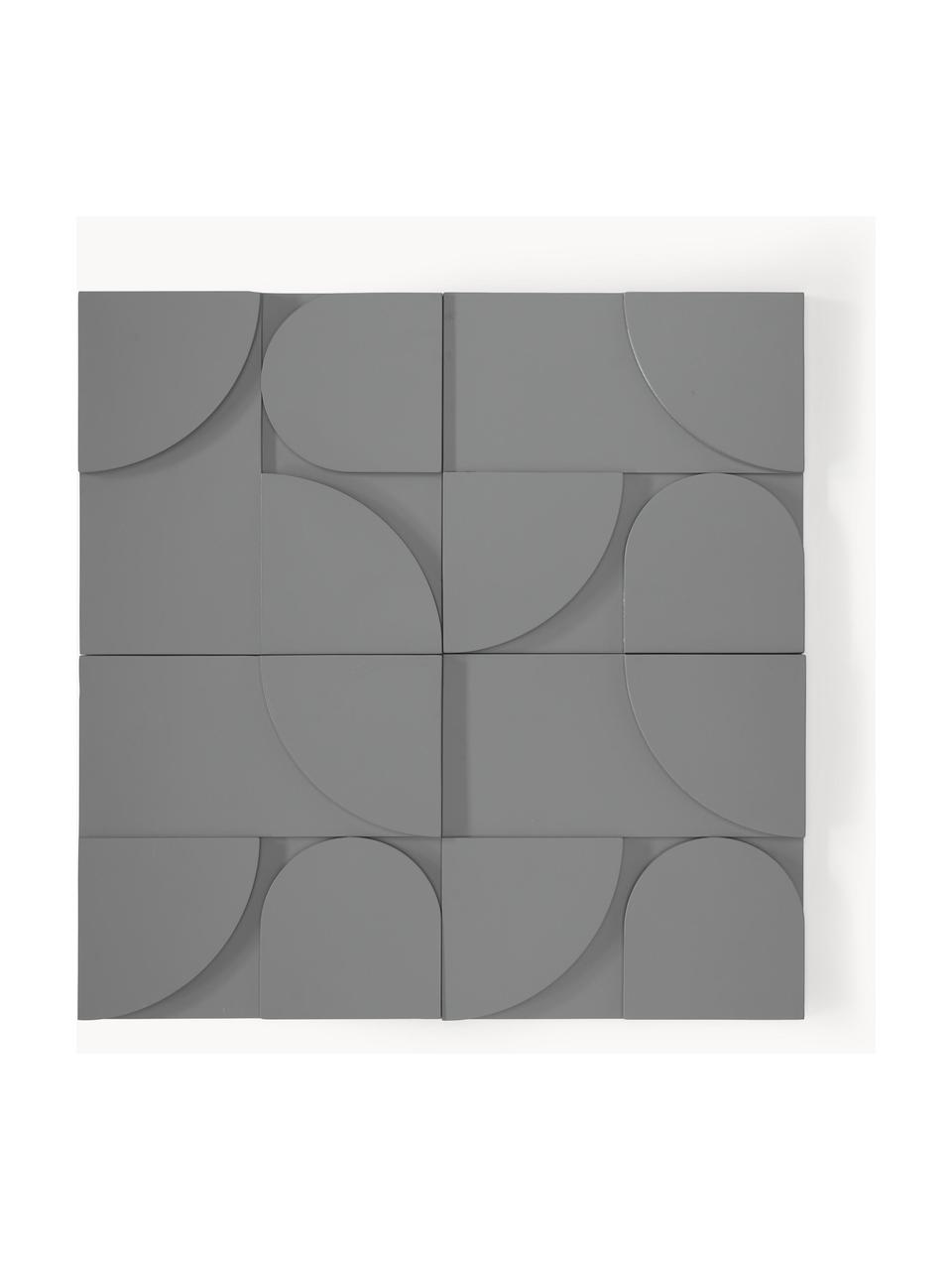 Set di 4 decorazioni da parete Massimo, Pannello di fibra a media densità (MDF), Grigio scuro, Larg. 80 x Alt. 80 cm