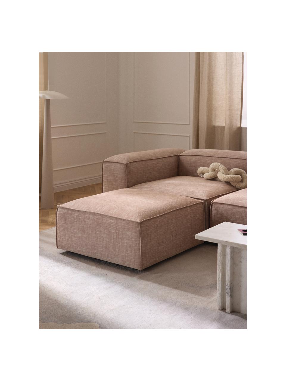 Sofa-Hocker Lennon aus Leinen-Mix, Bezug: 50 % Viskose, 25 % Leinen, Gestell: Fichtenholz, Sperrholz, m, Füße: Kunststoff Dieses Produkt, Leinen-Mix Rostrot, B 88 x T 88 cm