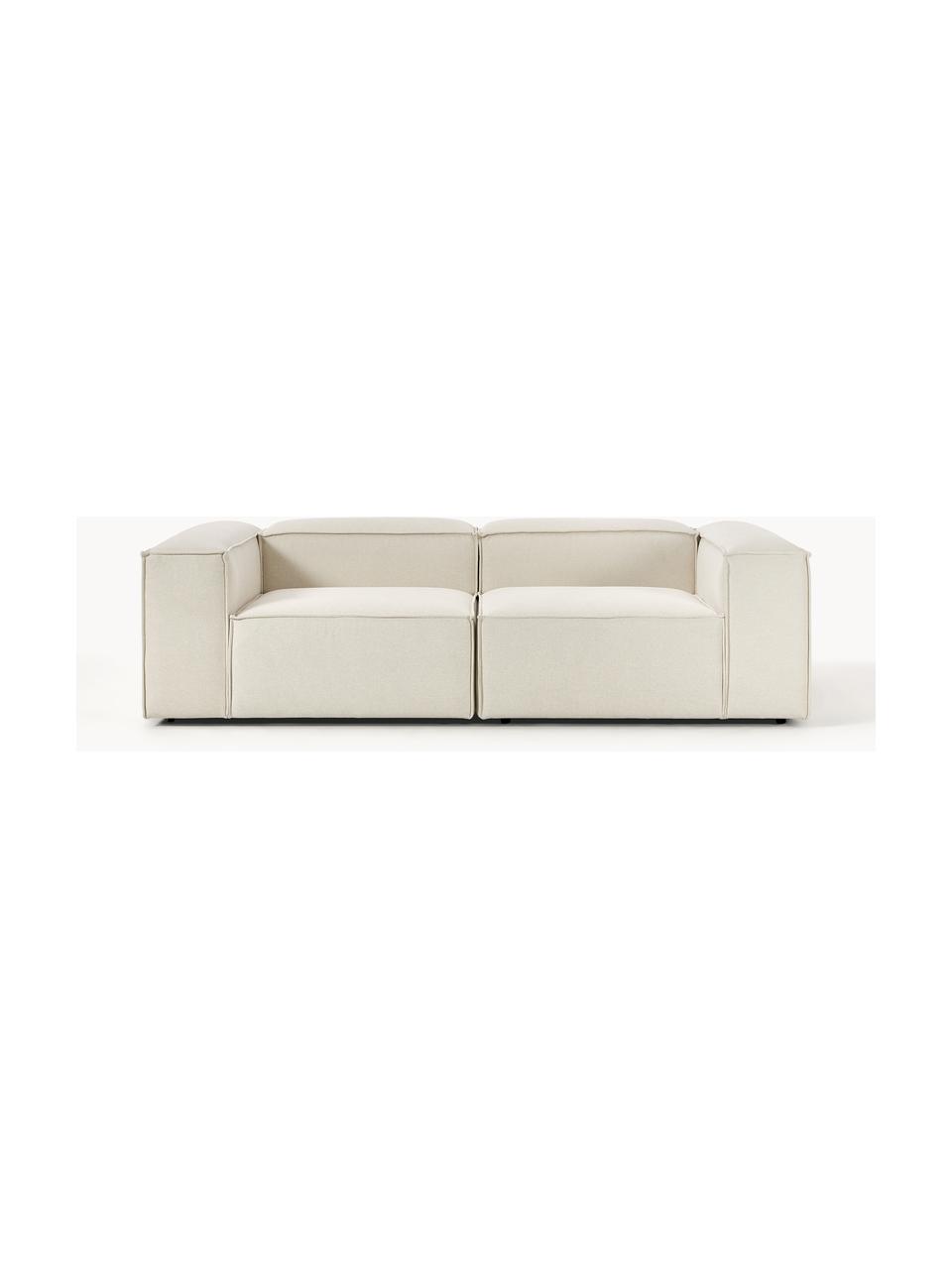 Modulares Sofa Lennon (3-Sitzer), Bezug: 100 % Polyester Der strap, Gestell: Massives Kiefernholz, Spe, Füße: Kunststoff Dieses Produkt, Webstoff Off White, B 238 x T 119 cm