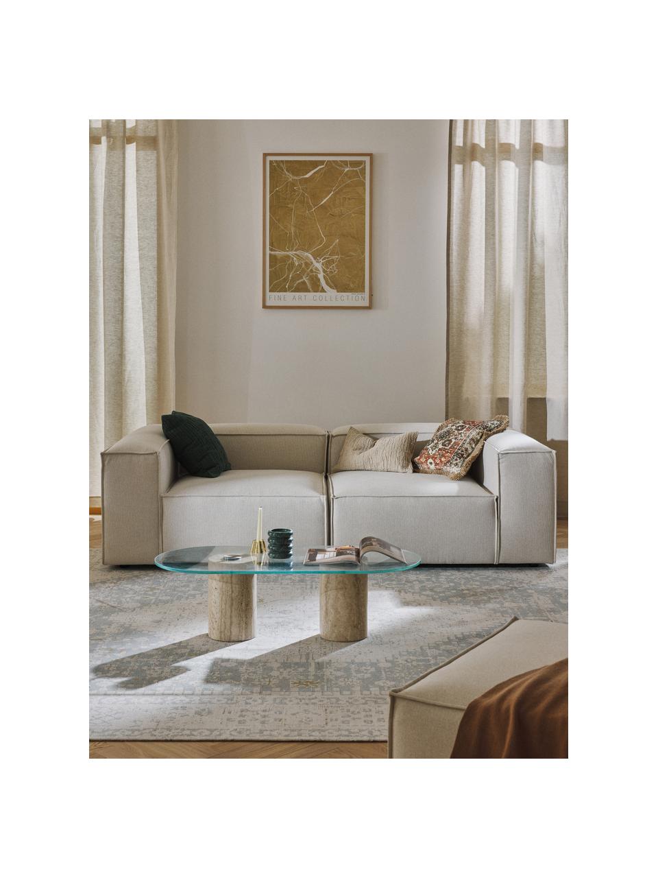Modulares Sofa Lennon (3-Sitzer), Bezug: 100 % Polyester Der strap, Gestell: Massives Kiefernholz, Spe, Webstoff Off White, B 238 x T 119 cm