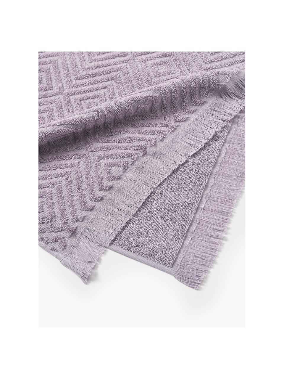 Asciugamano in varie misure con motivo in rilievo Jacqui, Lavanda, Asciugamano, Larg. 50 x Lung. 100 cm, 2 pz