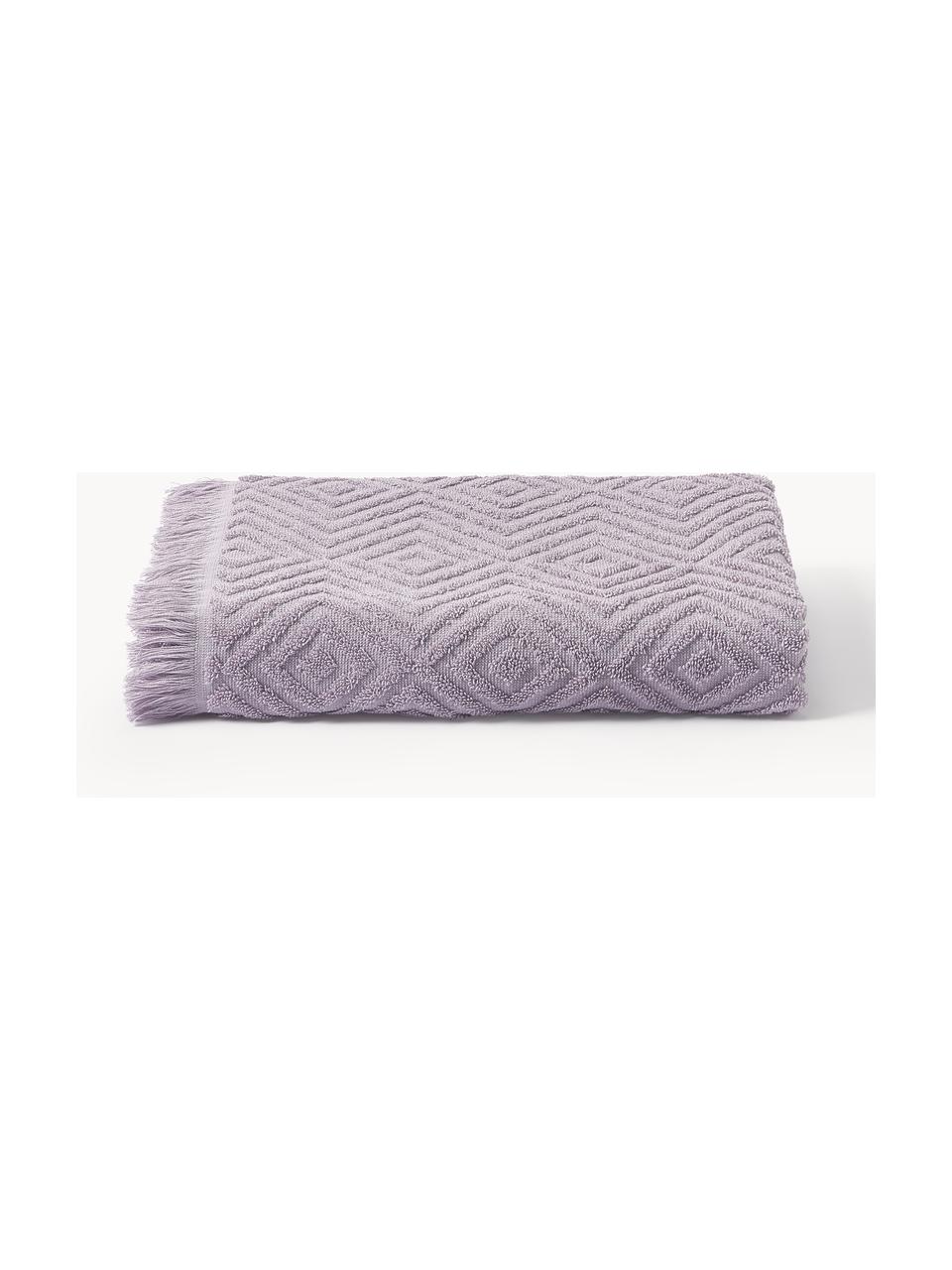 Asciugamano in varie misure con motivo in rilievo Jacqui, Lavanda, Asciugamano, Larg. 50 x Lung. 100 cm, 2 pz