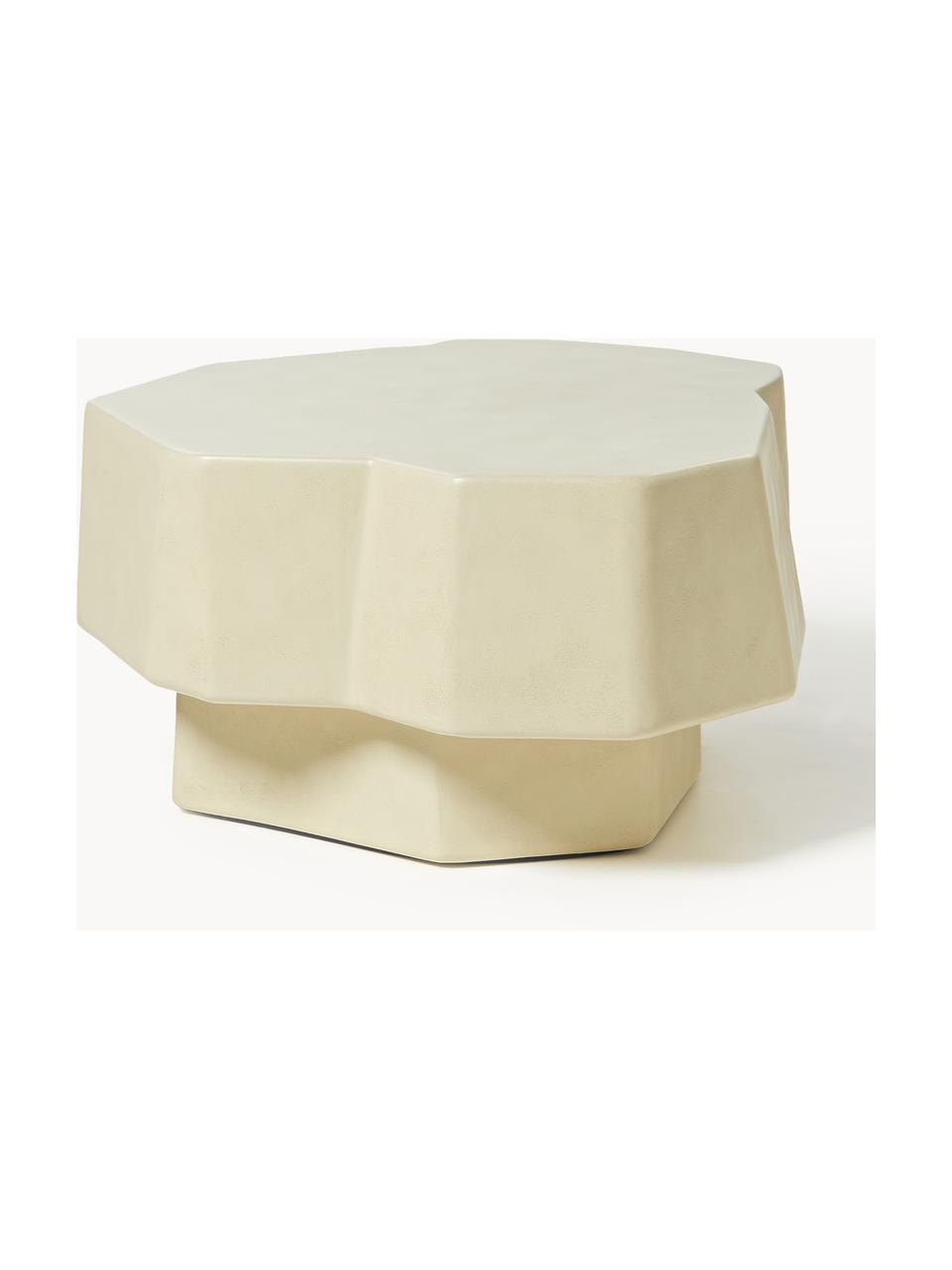 Beton-Couchtisch Staffa in organischer Form, Beton, glasfaserverstärkt, Off White, matt, B 84 x T 76 cm