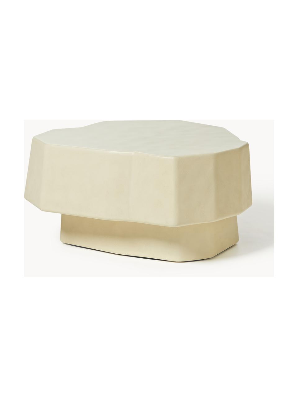 Beton-Couchtisch Staffa in organischer Form, Beton, glasfaserverstärkt, Off White, matt, B 84 x T 76 cm