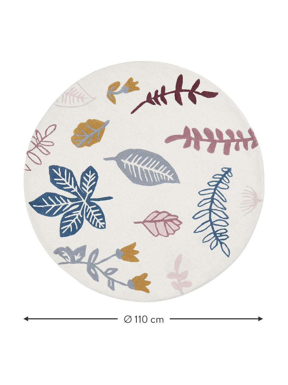 Dywan dziecięcy z krótkim włosiem z wełny Pressed Leaves, Wełna

Włókna dywanów wełnianych mogą nieznacznie rozluźniać się w pierwszych tygodniach użytkowania, co ustępuje po pewnym czasie, Kremowobiały, wielobarwny, we wzór, Ø 110 cm