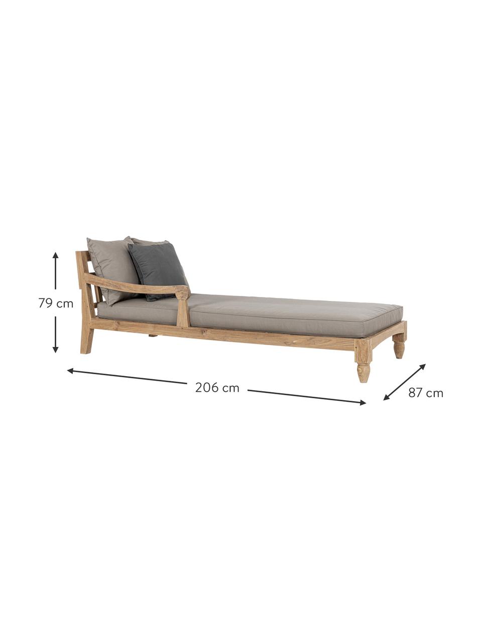 Zonnebed-set Bali, 2-delig, Frame: teakhout, FSC-gecertifice, Teakhout, beige, donkergrijs, L 206 x B 87 cm