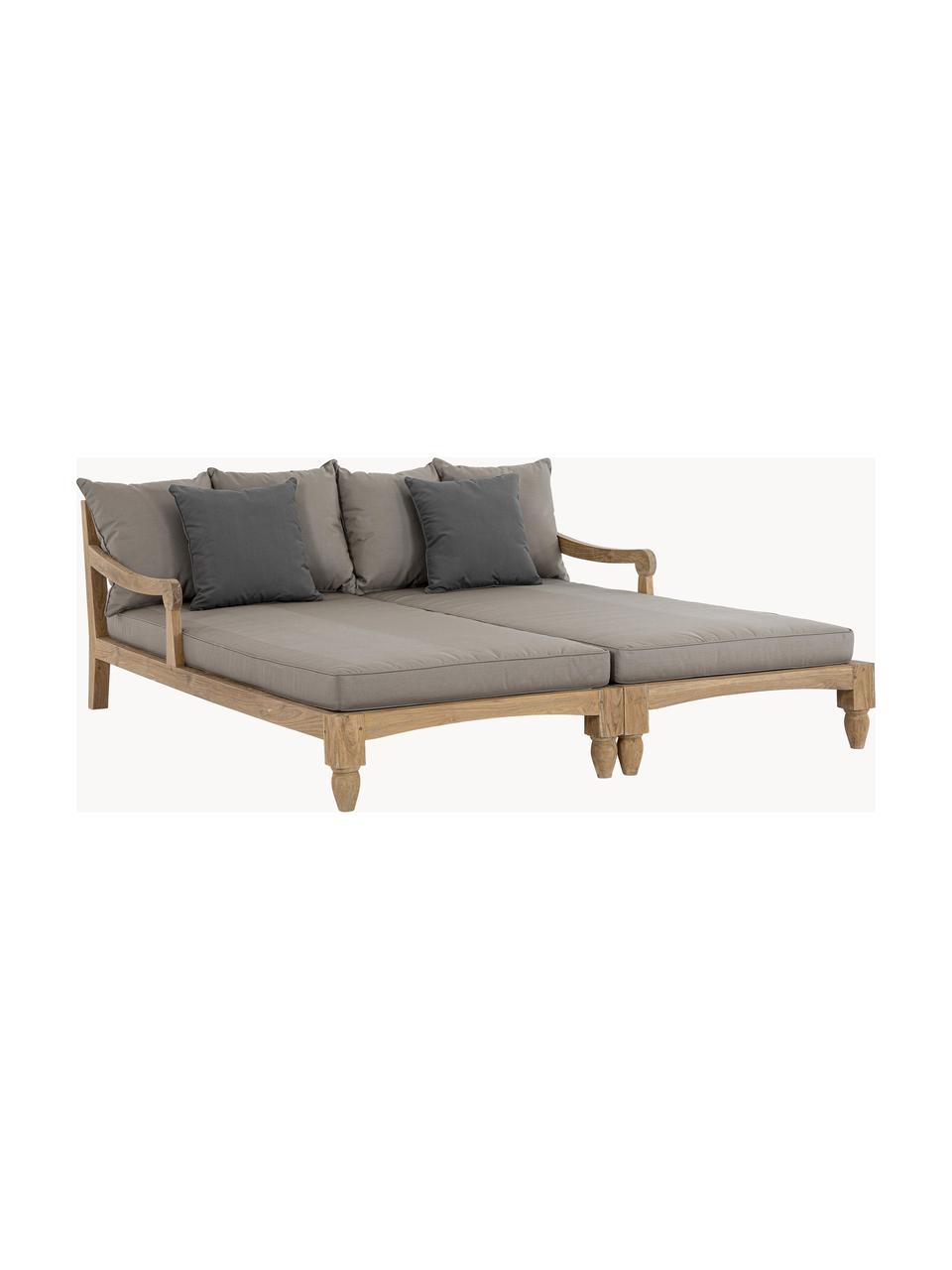 Gartenliegen Bali, 2 Stück, Gestell: Teakholz, FSC-zertifizier, Webstoff Greige, Dunkelgrau, Teakholz, L 206 x B 87 cm