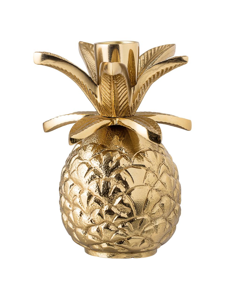 Bougeoir design Pineapple, Aluminium, laqué, Couleur dorée, Ø 10 x haut. 14 cm