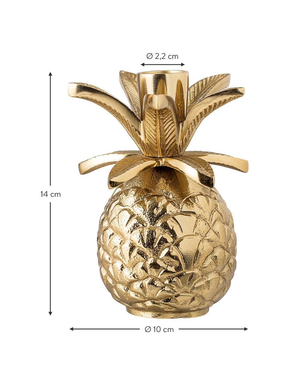 Bougeoir design Pineapple, Aluminium, laqué, Couleur dorée, Ø 10 x haut. 14 cm