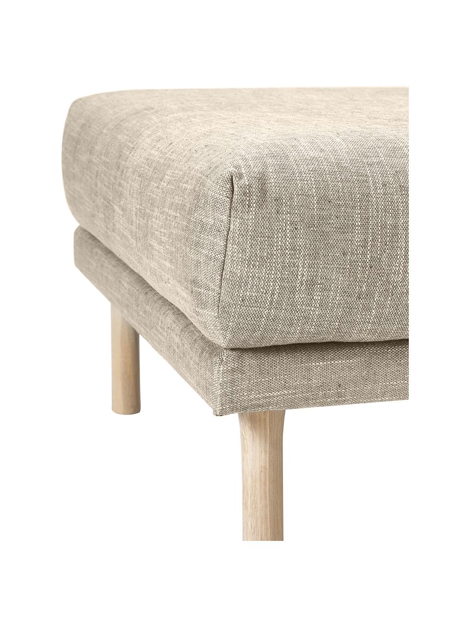 Reposapiés puf Adrian, Tapizado: 47% viscosa, 23% algodón,, Tapizado: relleno de espuma, Estructura: madera contrachapada, Patas: madera de roble aceitada, Tejido beige oscuro, An 90 x Al 45 cm
