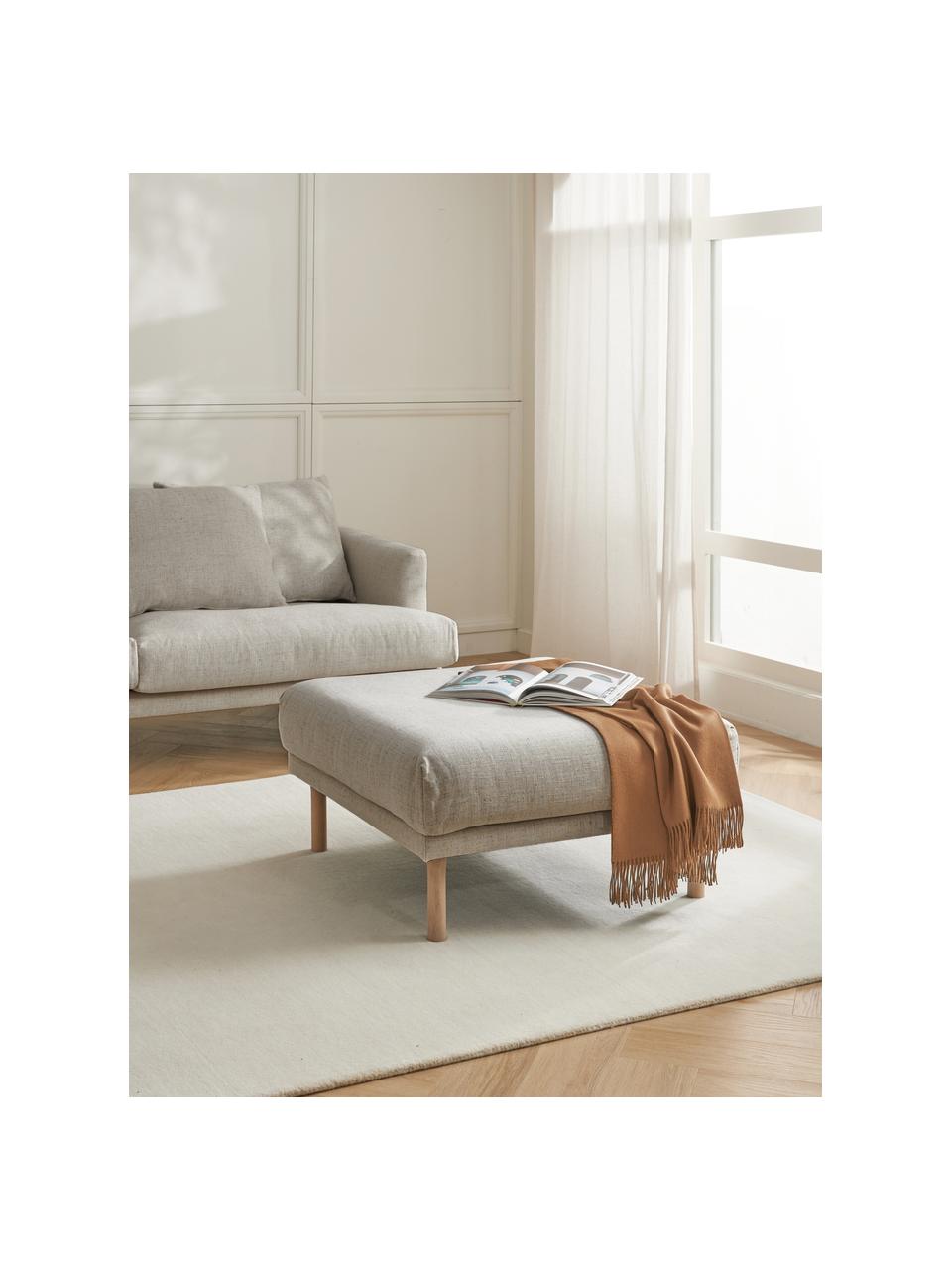 Voetenbank Adrian, Bekleding: 47% viscose, 23% katoen, , Frame: multiplex, Poten: eikenhout, geolied, Geweven stof donkerbeige, B 90 x H 45 cm