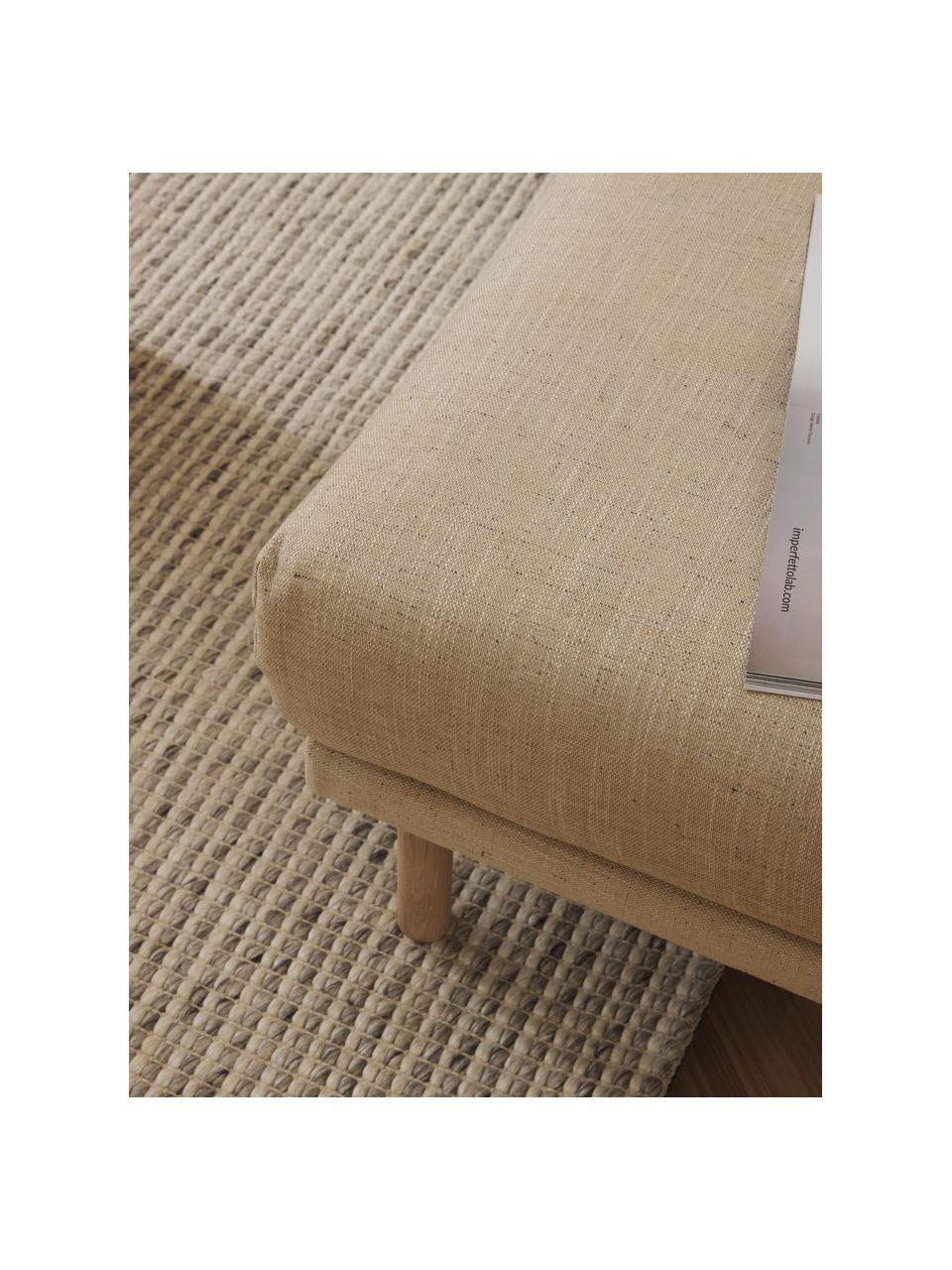 Sofa-Hocker Adrian, Bezug: 47 % Viskose, 23 % Baumwo, Gestell: Sperrholz, Füße: Eichenholz, geölt Dieses , Webstoff Beige, B 90 x T 90 cm