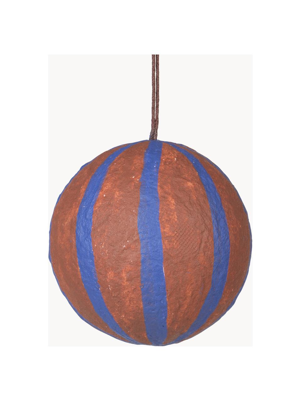 Boules de Noël Sphere, Ø 8 cm, 3 pièces, Pâte de coton, Brun, bleu roi, Ø 8 cm