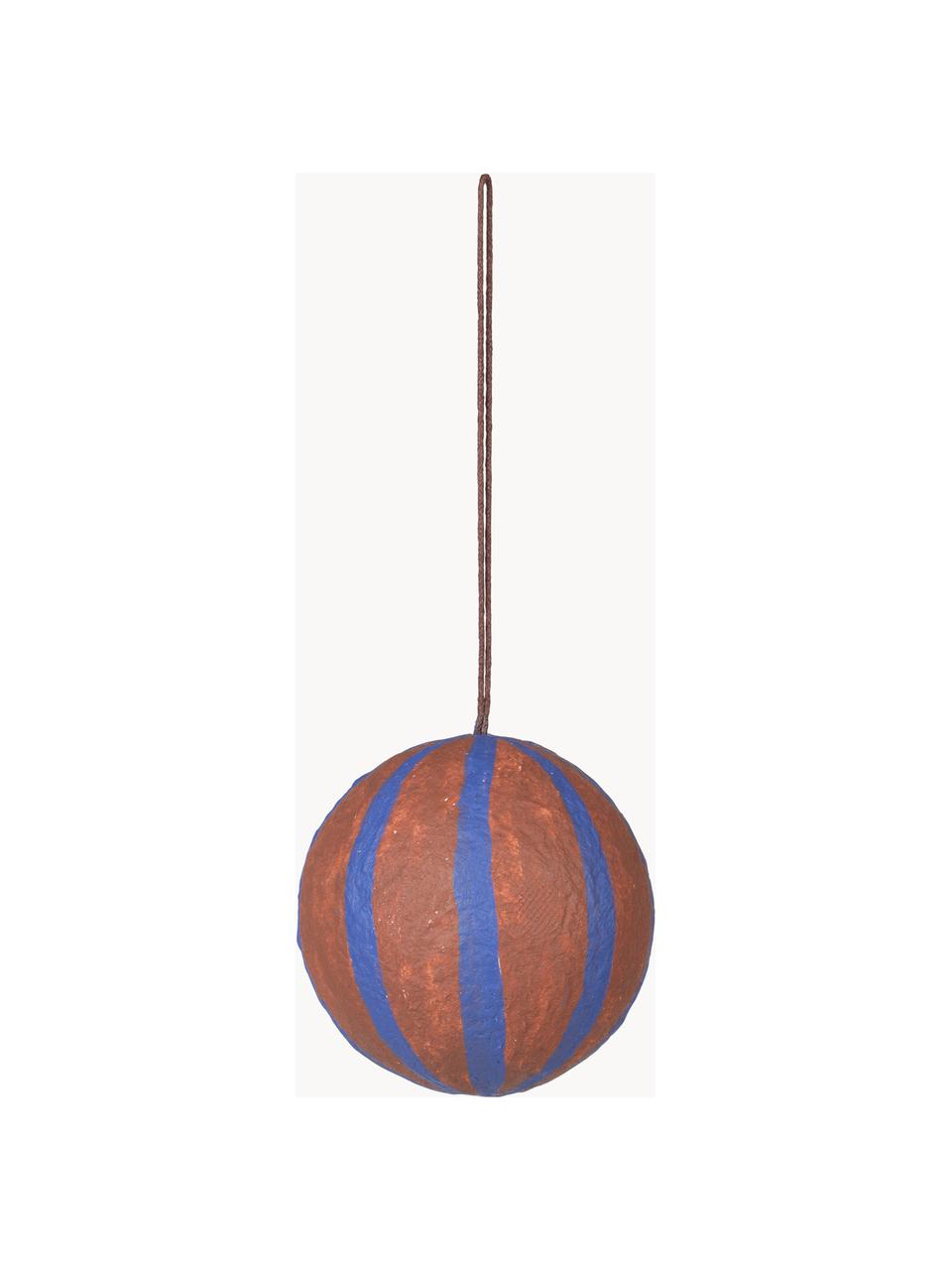 Boules de Noël Sphere, Ø 8 cm, 3 pièces, Pâte de coton, Brun, bleu roi, Ø 8 cm