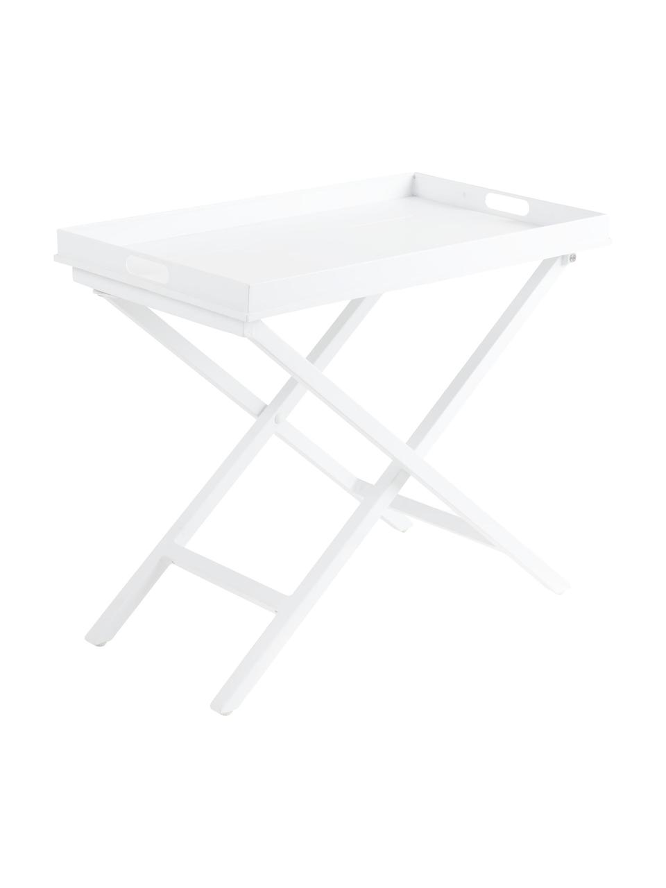 Klappbarer Tablettisch Vero in Weiß, Aluminium, beschichtet, Weiß, matt, B 70 x H 60 cm