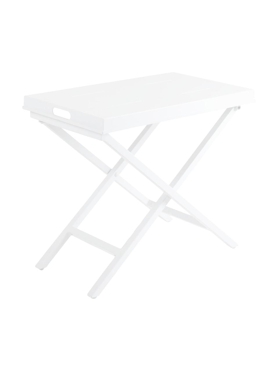 Table d'appoint pliante Vero, Aluminium, enduit, Blanc, mat, larg. 70 x haut. 60 cm