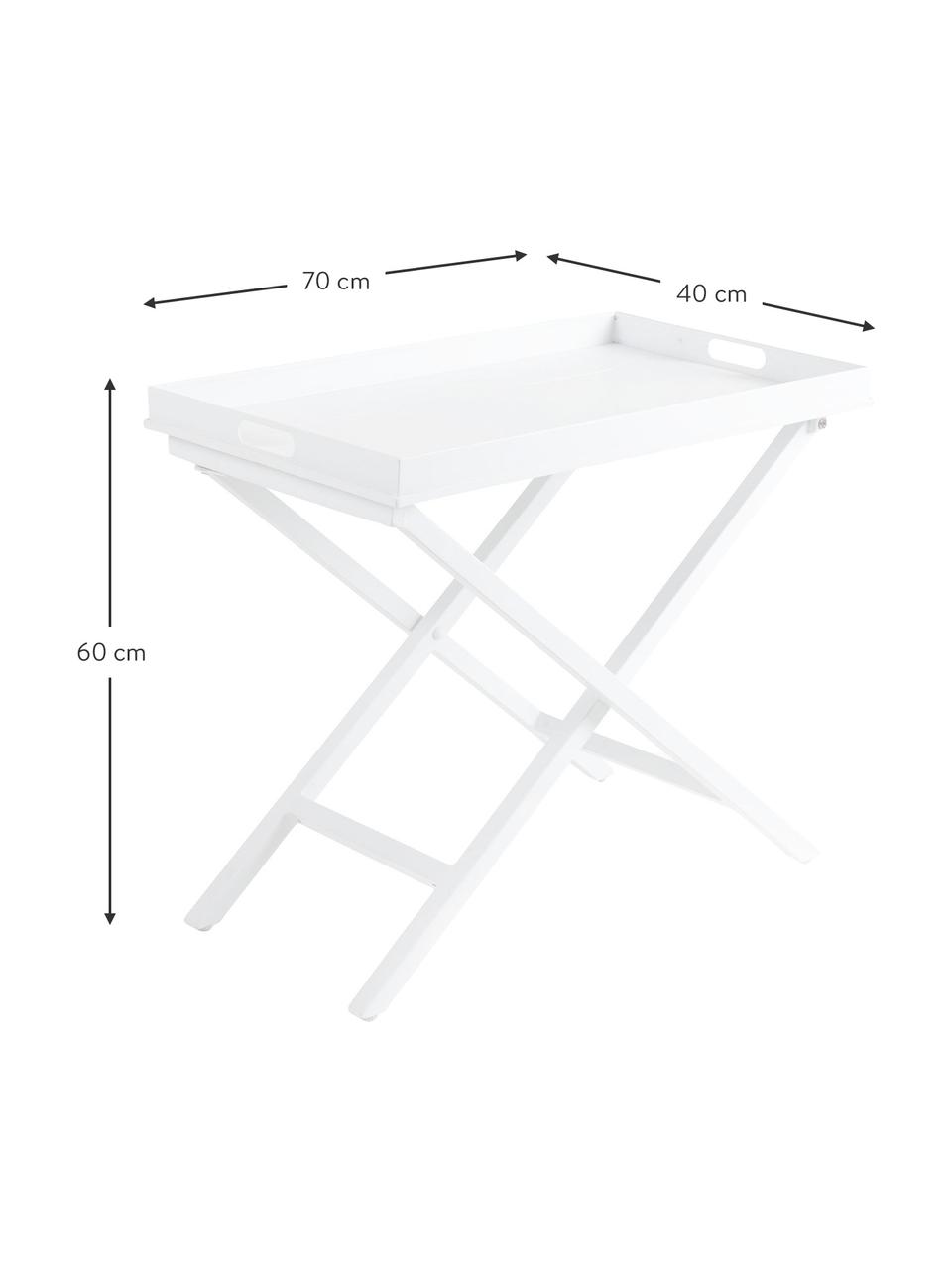 Mesa auxiliar con bandeja extraíble Vero, Aluminio recubierto, Blanco, An 70 x Al 60 cm