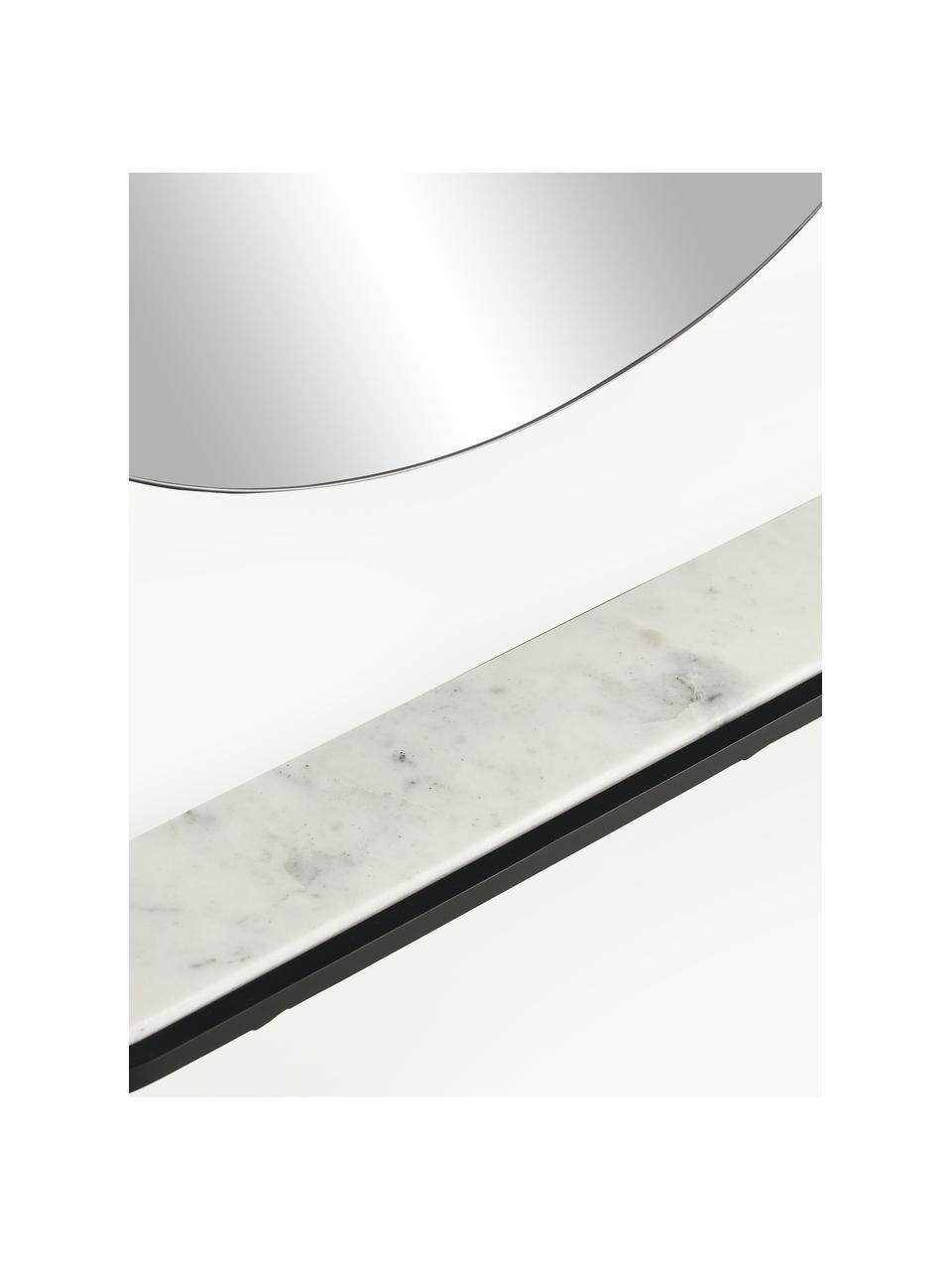 Specchio ovale da parete con ripiano in marmo Verena, Cornice: metallo, Ripiano: marmo, Superficie dello specchio: lastra di vetro, Nero, Larg. 60 x Alt. 90 cm