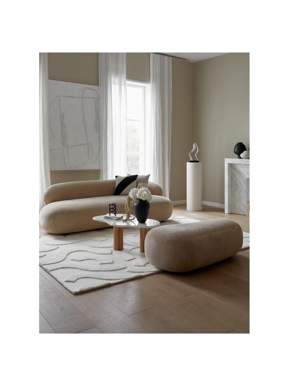 Divano 3 posti Alba, Rivestimento: 97% poliestere, 3% nylon , Struttura: legno di abete massiccio,, Piedini: plastica Questo prodotto , Tessuto beige, Larg. 235 x Prof. 114 cm, schienale a sinistra