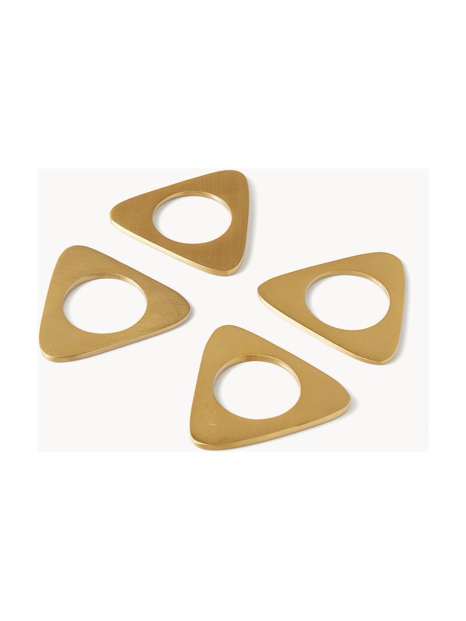 Servilleteros Triangle, 4 uds., Metal recubierto, Dorado, An 7 x Al 4 cm