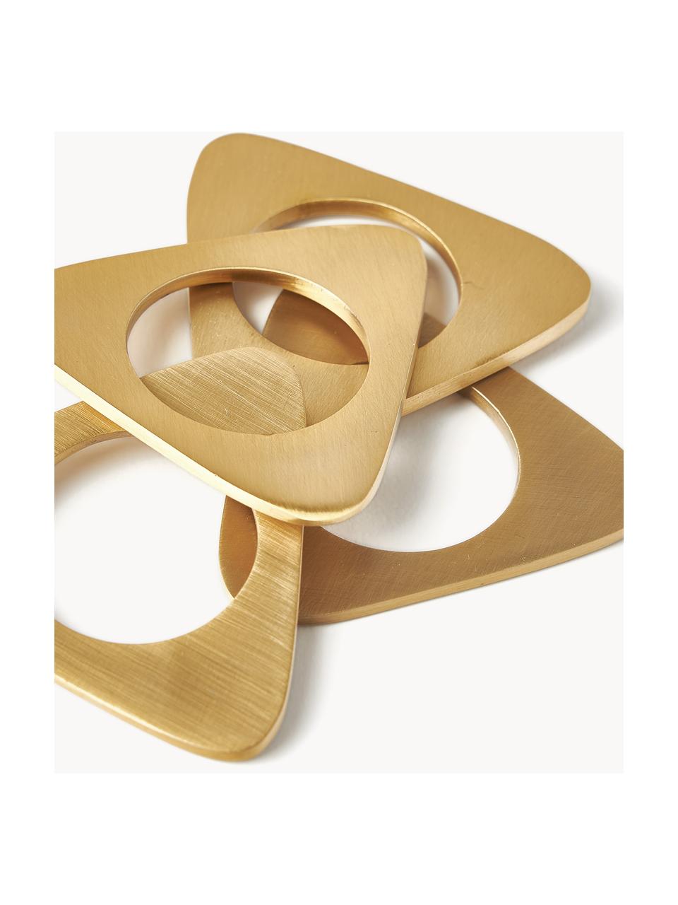 Serviettenringe Triangle, 4 Stück, Metall, beschichtet, Goldfarben, B 7 x H 4 cm