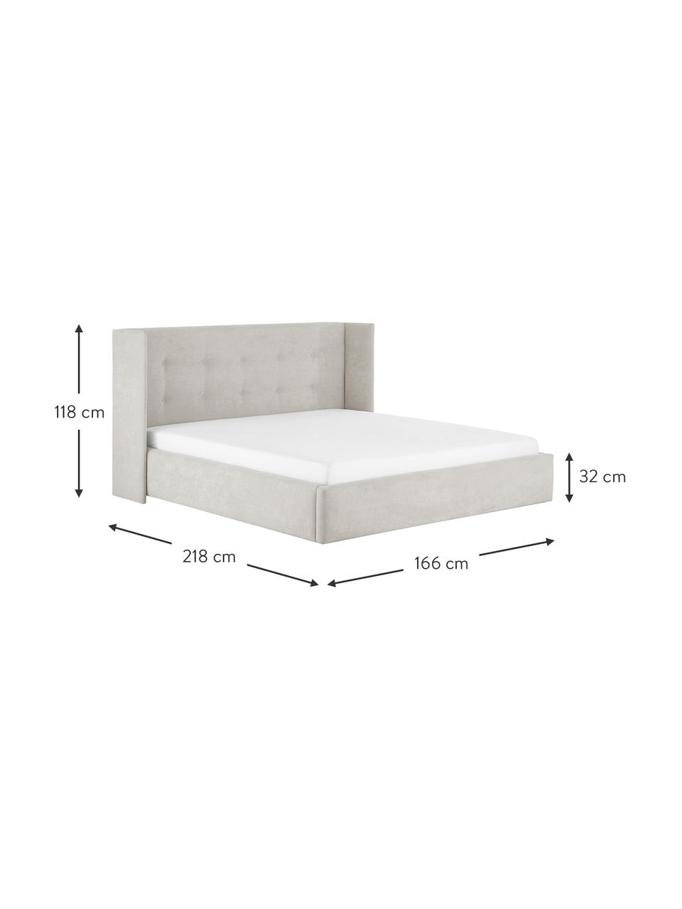Gestoffeerd bed Star, Bekleding: polyester (gestructureerd, Frame: massief grenenhout en pla, Geweven stof lichtbeige, B 180 x L 200 cm