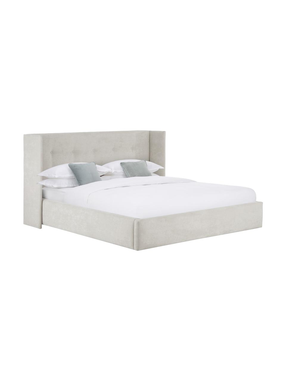 Cama tapizada Star, Tapizado:  poliéster (texturizado) , Estructura: madera de pino maciza y p, Tejido beige, An 180 x L 200 cm