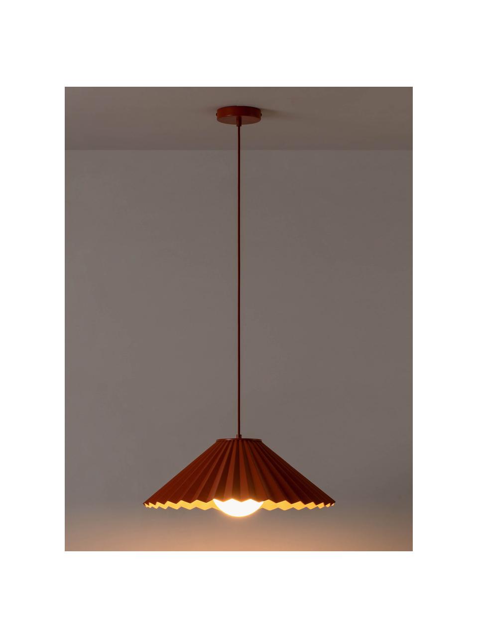 Lámpara de techo The Pleat, Pantalla: vidrio opalino, Cable: cubierto en tela, Rojo, Ø 50 cm