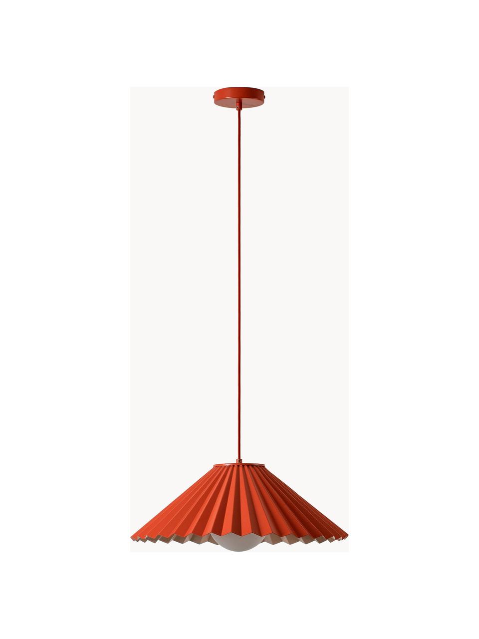 Lámpara de techo The Pleat, Pantalla: vidrio opalino, Cable: cubierto en tela, Rojo, Ø 50 cm