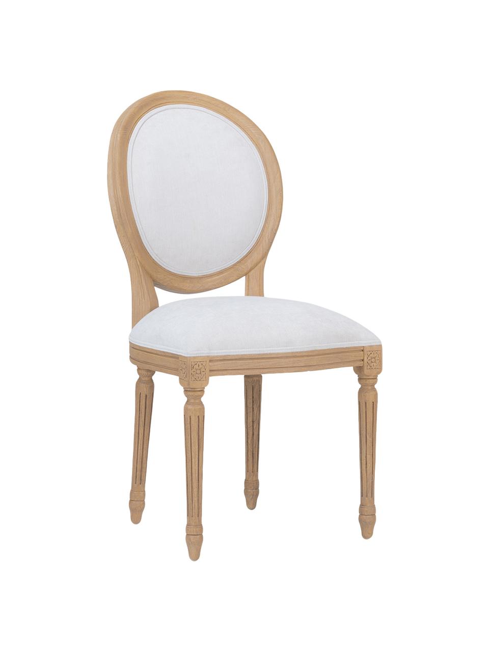 Silla de madera de roble tapizada, Medallon, Marrón, crema, 50 x 101 cm