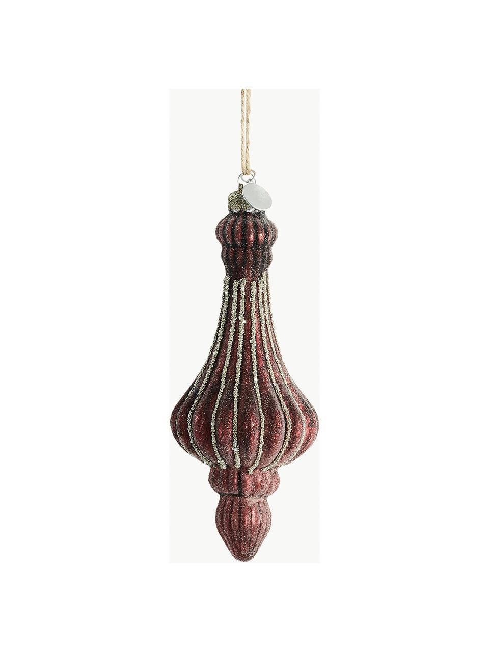 Addobbi per albero di Natale Norille, alt. 16 cm, 4 pz, Vetro, Vino rosso, dorato, Ø 7 x Alt. 16 cm