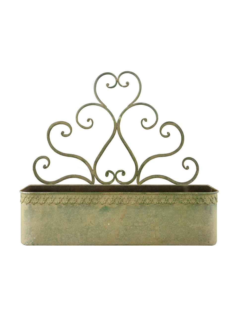 Velký nástěnný obal na květináč Clarissa, Potažená ocel, Zelená, béžová, Š 43 cm, V 38 cm