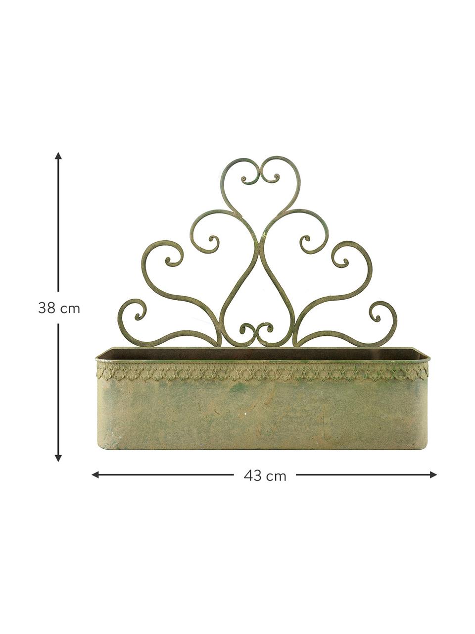 Velký nástěnný obal na květináč Clarissa, Potažená ocel, Zelená, béžová, Š 43 cm, V 38 cm