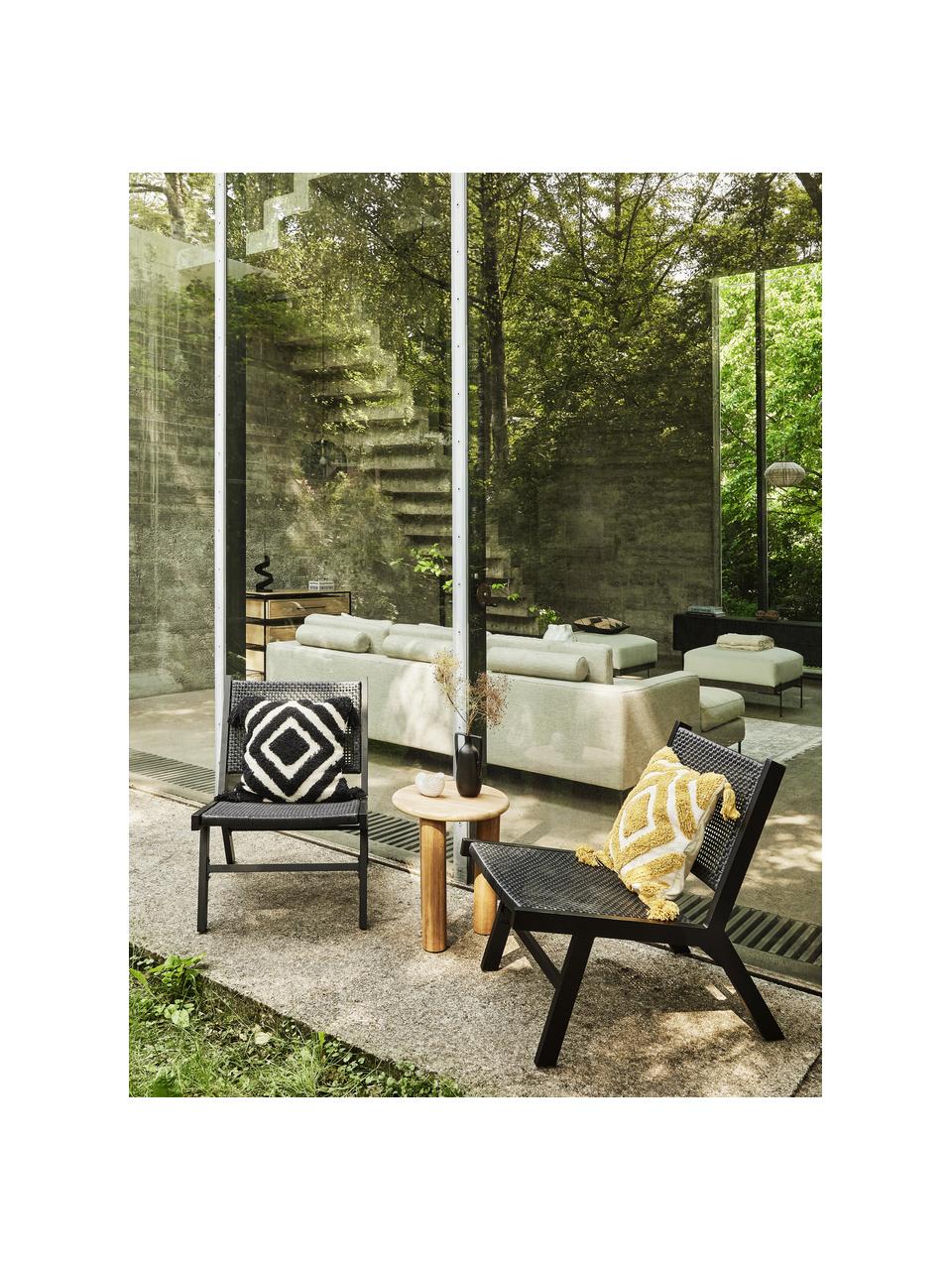 Sillón para exterior en aspecto madera Palina, Estructura: metal con pintura en polv, Asiento: malla de plástico, Negro, An 57 x F 78 cm